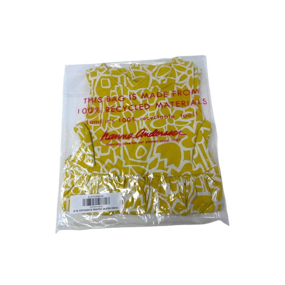 Hanna Andersson Skater Dress Crossback Full Bloom Yellow Size 3 NWT - Picture 5 of 6